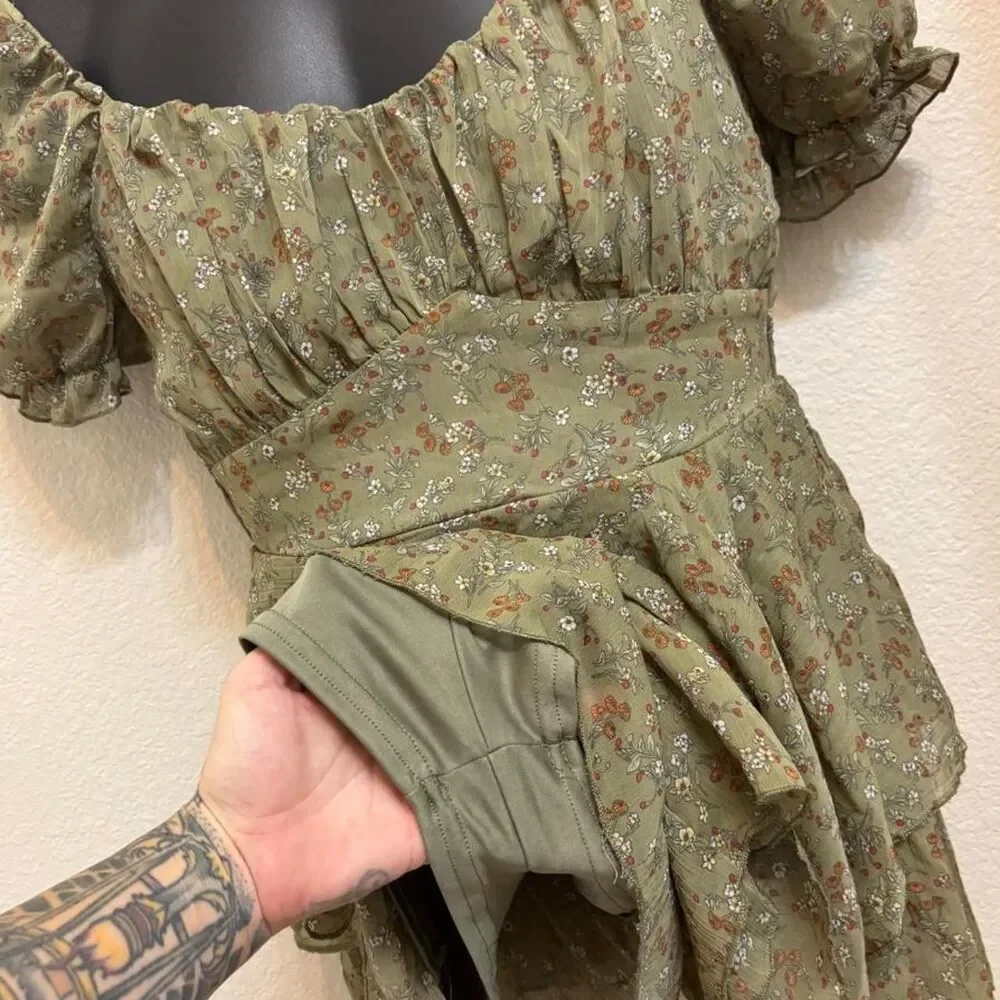 Small Green floral mini romper
